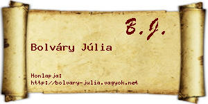 Bolváry Júlia névjegykártya